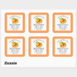 Watercolor Orangen Dots Orangecello Hochzeitsdanke Quadratischer Aufkleber<br><div class="desc">Elegante Wasserfarben Orangen hausgemachte Orangecello Hochzeit Danke Stickers - Orange und White Polka Dots</div>