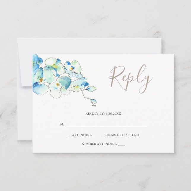 Watercolor Orchid Flower Répondre Cartes RSVP (Devant)