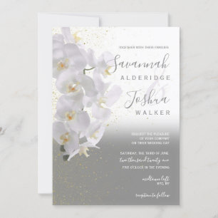Watercolor Orchid Wedding Einladung I Grau
