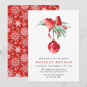 Watercolor Ornament CHRISTMAS HOLIDAY BRUNCH Einladung