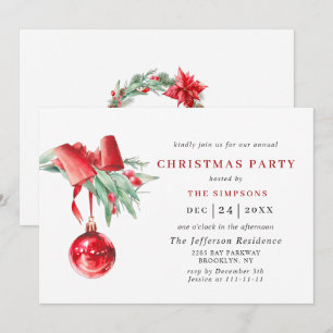 Watercolor Ornament Weihnachtsfeier Invita Einladung