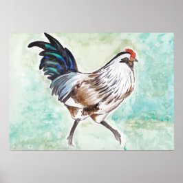 Watercolor Oster Egger Rooster Poster