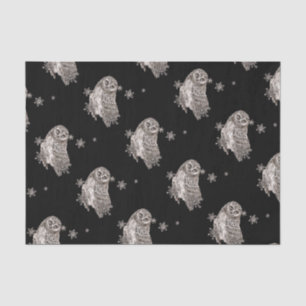 Watercolor Owl Bird Winterschneeflocken Seidenpapier