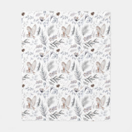 Watercolor Owl Weihnachten Wintermuster Fleecedecke