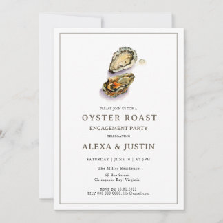 Watercolor Oyster Roast Engagement party Einladung