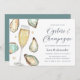 Watercolor Oysters & Champagner Engagement Party Einladung (Vorne/Hinten)