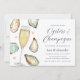 Watercolor Oysters & Champagner Engagement Party Einladung (Vorderseite)