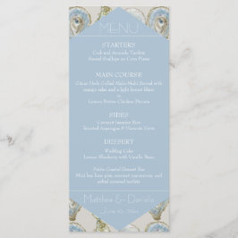 Watercolor Oysters Wedding- Light Blue Flat Menu Menükarte