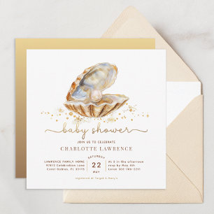 Watercolor-Ozean Little Pearl Baby Shower  Einladung