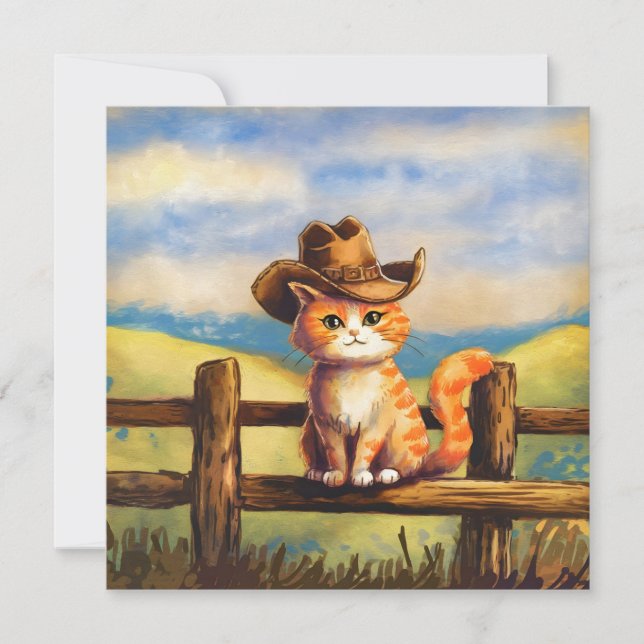 Watercolor Painted Cat Dad Einladung (Vorderseite)