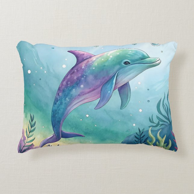 Watercolor painted dolphin dekokissen (Vorderseite)