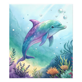 Watercolor painted dolphin fotodruck
