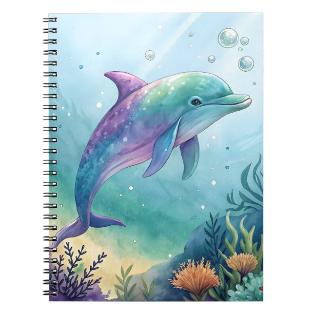 Watercolor painted dolphin notizblock (Vorderseite)