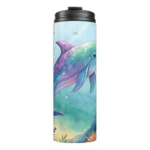 Watercolor painted dolphin