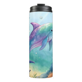 Watercolor painted dolphin thermosbecher