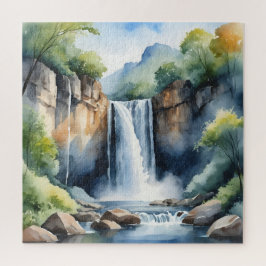 Watercolor painted waterfall