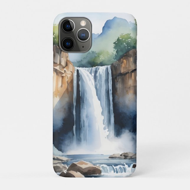 Watercolor painted waterfall Case-Mate iPhone hülle (Rückseite)