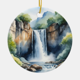 Watercolor painted waterfall keramik ornament