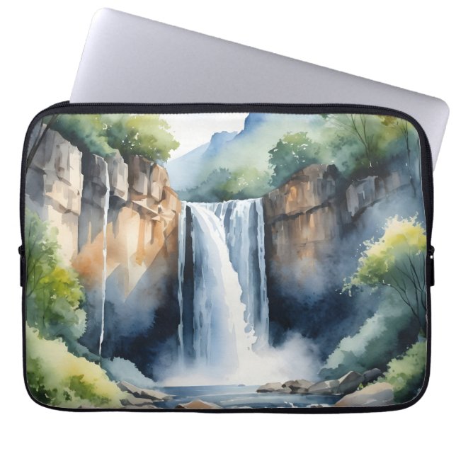 Watercolor painted waterfall laptopschutzhülle (Vorderseite)
