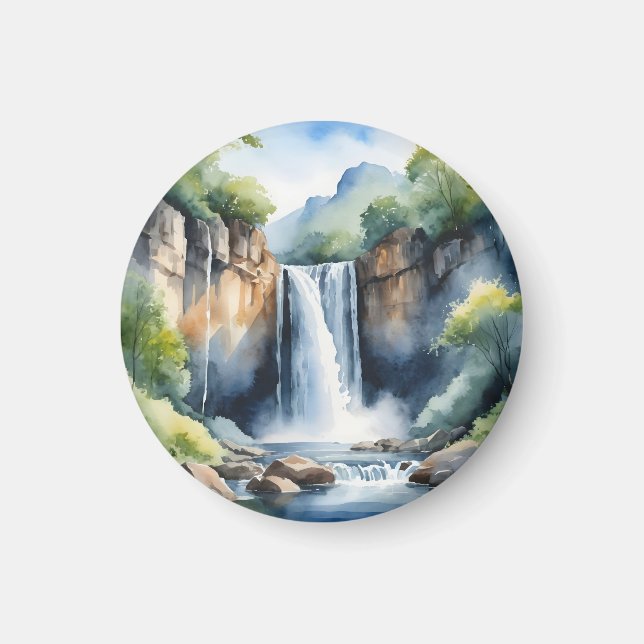 Watercolor painted waterfall magnet (Vorne)