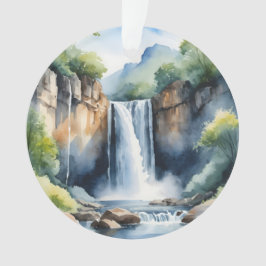 Watercolor painted waterfall ornament