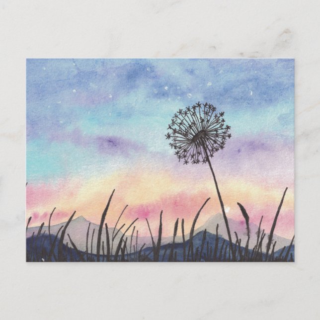 Watercolor Painting Dandelion Postkarte (Vorderseite)