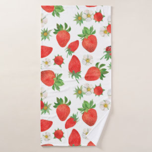 Watercolor painting Seamless pattern of strawberri Badehandtuch