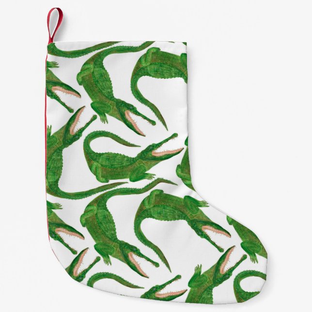 Watercolor painting seamless pattern with crocodil kleiner weihnachtsstrumpf (Vorderseite)