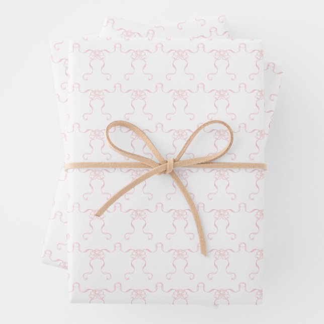 Watercolor Pale Pink Bows Geschenkpapier Set (Beispiel)