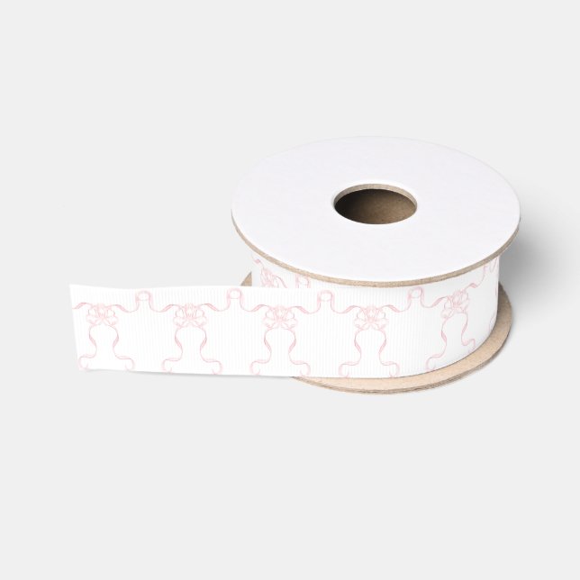 Watercolor Pale Pink Bows Ripsband (Spule)