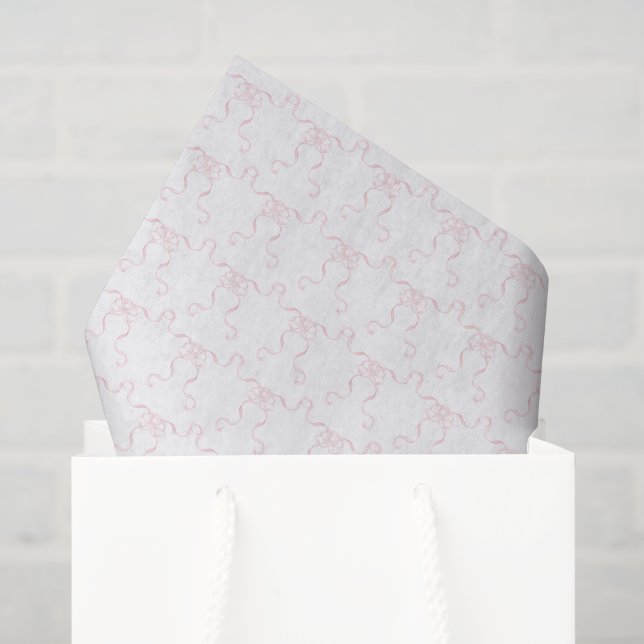 Watercolor Pale Pink Bows Seidenpapier (Geschenktüte)