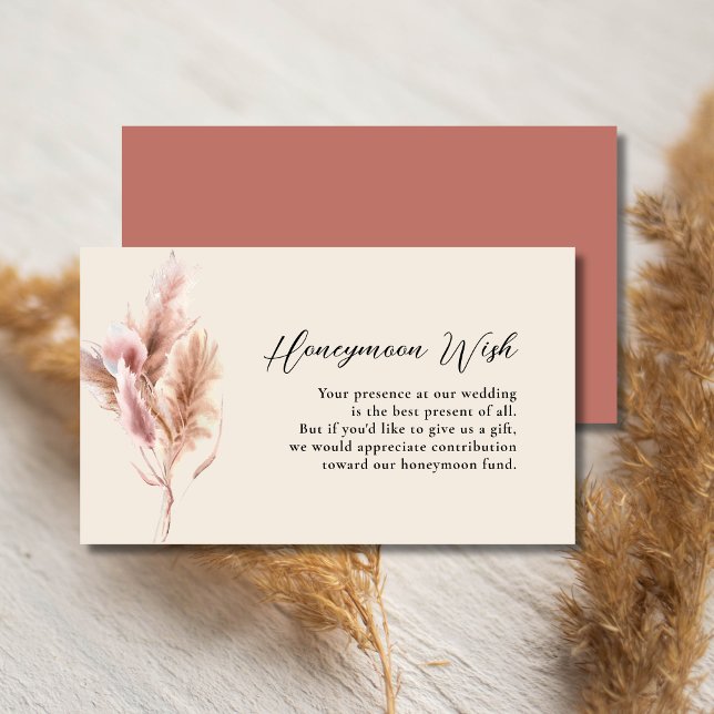 Watercolor Pampas Grass Wedding Honeymoon Wish Begleitkarte (Von Creator hochgeladen)