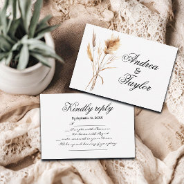 Watercolor Pampas Grass Wedding Song Request RSVP Karte