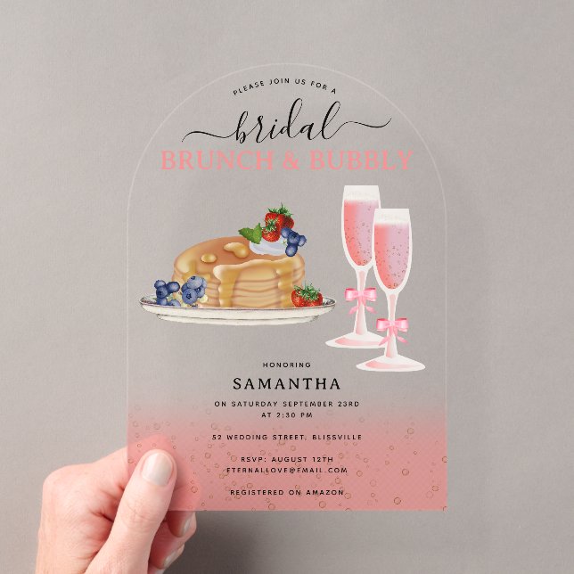 Watercolor Pancakes Brunch & Bubbly Bridal Shower Acryleinladungen (Insitu (Handheld))
