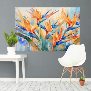 Watercolor-Paradiesvogel Tropical XL Kunst Leinwanddruck