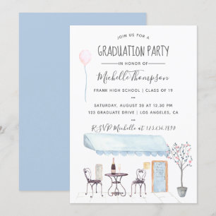 Watercolor Paris Graduation invitation