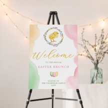 Watercolor Pastel Chick Easter Brunch Welcome