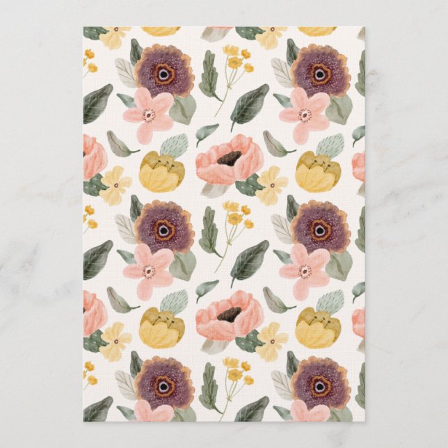 Watercolor Pastel Floral Seamless Pattern | Soft Einladung (Vorderseite)