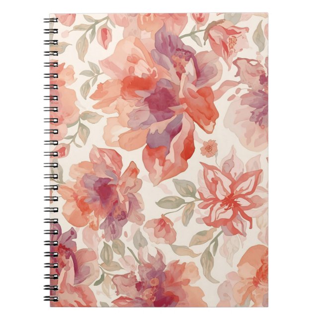 Watercolor Pastel Flowers Light Orange Notizblock (Vorderseite)