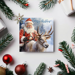 Watercolor Pastell Blue Weihnachten Weihnachtsmann
