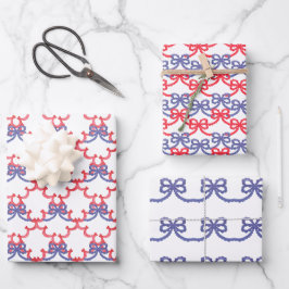 Watercolor Patriotic Bows Geschenkpapier Set