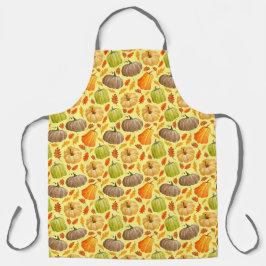 Watercolor Pattern Pumpkins Autumn Leaves Schürze