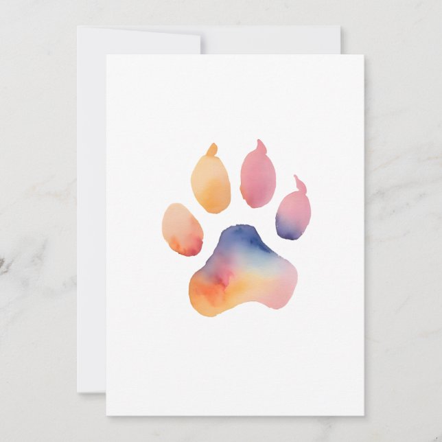 Watercolor Paw Print Background Einladung (Vorderseite)