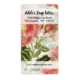 Watercolor Peach Roses Product Shipping Label