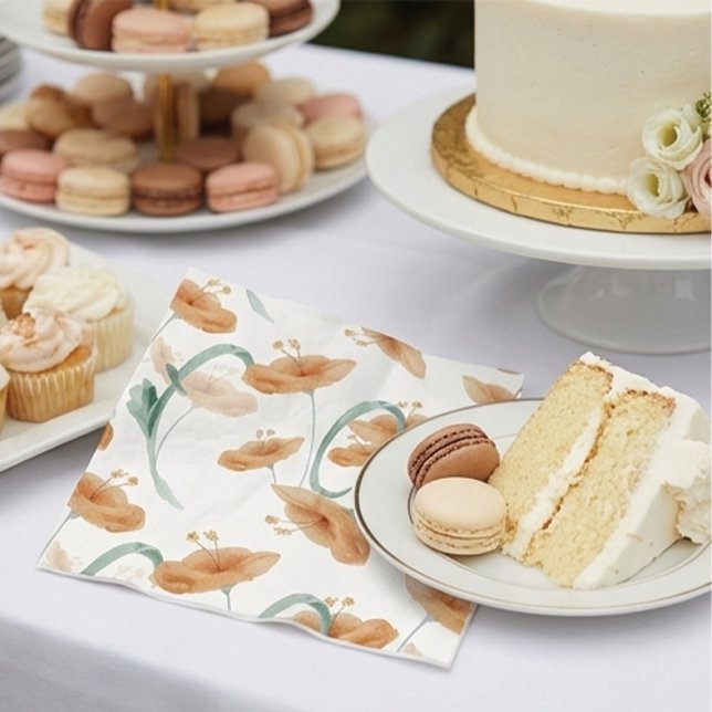 Watercolor Peach & Sage Green Floral Wedding Serviette (Von Creator hochgeladen)