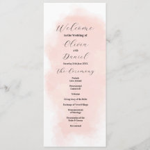 Watercolor Peach Wash Hochzeitmenü Zeremonie Detai