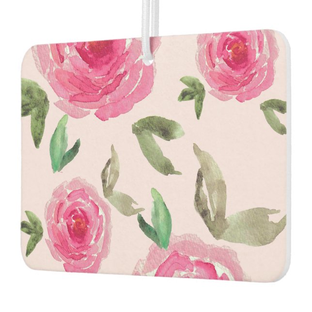Watercolor peonies floral Pattern Air Freshener Autolufterfrischer (Links)