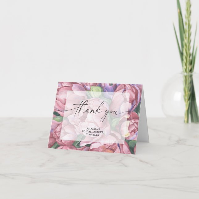 Watercolor peony roses - merci la douche nuptiale (Devant)
