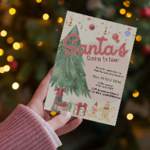 watercolor Père Noël rétro invitation