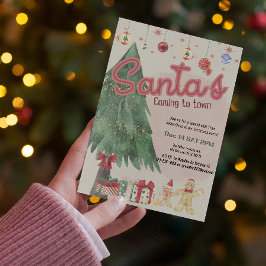 watercolor Père Noël rétro invitation